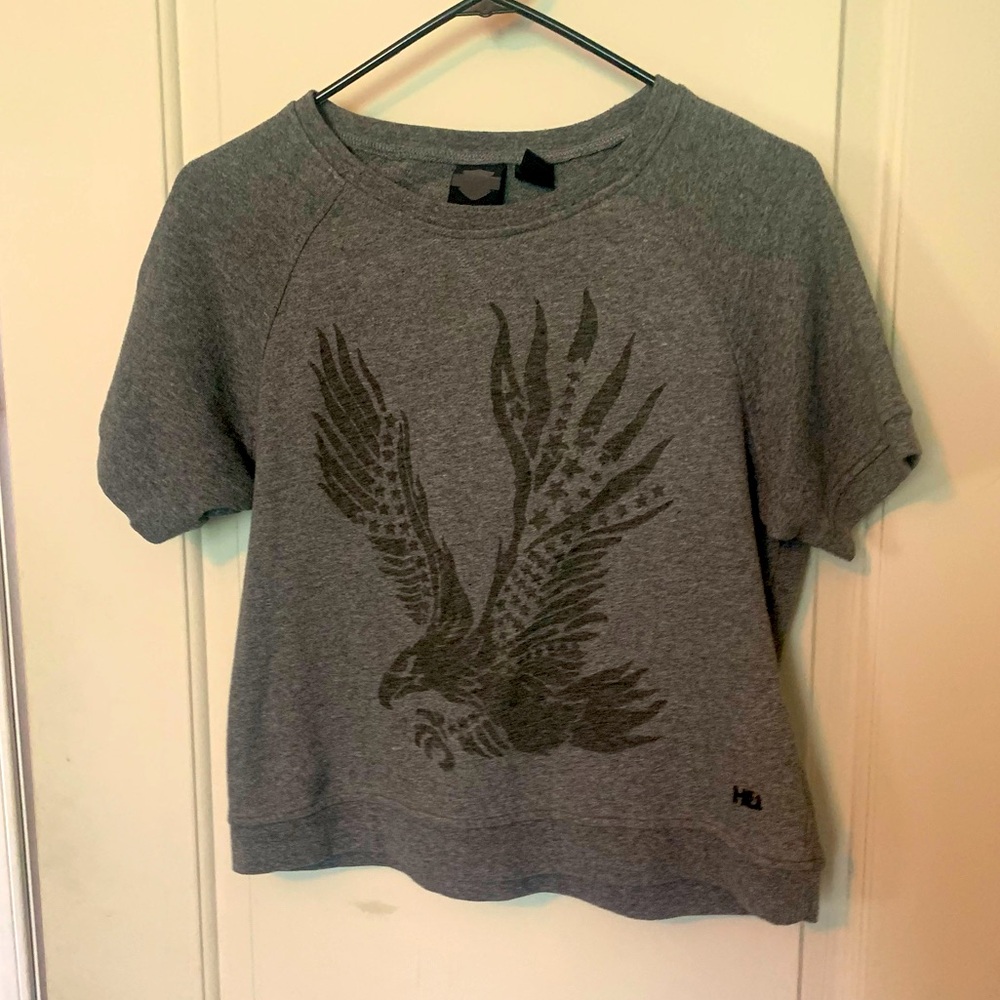 Harley Davidson women’s short sleeve sweatshirt eagle biker size Large